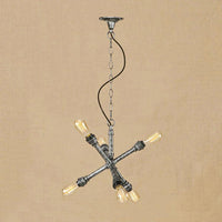 6-Bulb Iron Hanging Lighting Antique Stylish Aged Silver Sputnik Chandelier - Rebooters