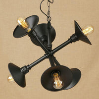 6-Light Flared Hanging Lighting Industrial Black Chandelier - Rebooters