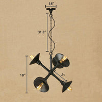 6-Light Flared Hanging Lighting Industrial Black Chandelier - Rebooters