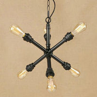 6-Light Pendant Light Industrial Style Sputnik Metal Chandelier - Rebooters
