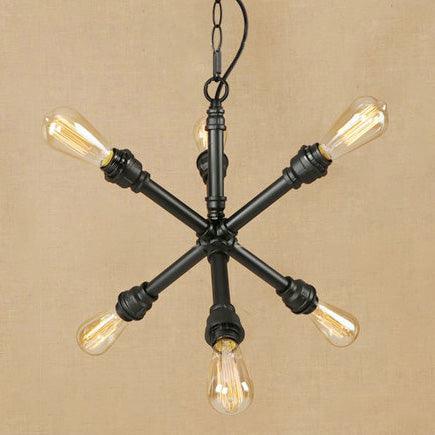 6-Light Pendant Light Industrial Style Sputnik Metal Chandelier - Rebooters