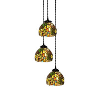 3-Head Ceiling Lamp Tiffany Domed Stained Glass Light - Rebooters