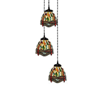 3-Head Ceiling Lamp Tiffany Domed Stained Glass Light - Rebooters