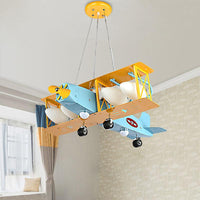 Airplane Metal Chandelier Light Kids 4 Heads Blue Ceiling Lamp - Rebooters