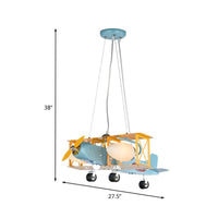 Airplane Metal Chandelier Light Kids 4 Heads Blue Ceiling Lamp - Rebooters