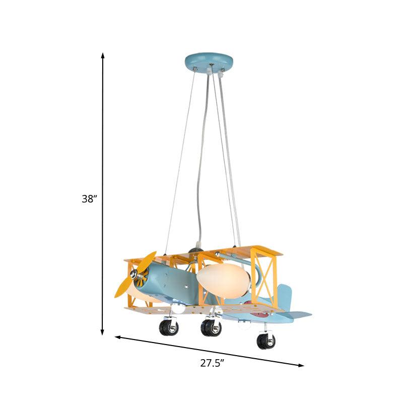 Airplane Metal Chandelier Light Kids 4 Heads Blue Ceiling Lamp - Rebooters