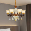 Mid Century Flower Chandelier Lighting Frosted Glass 6 Lights - Rebooters