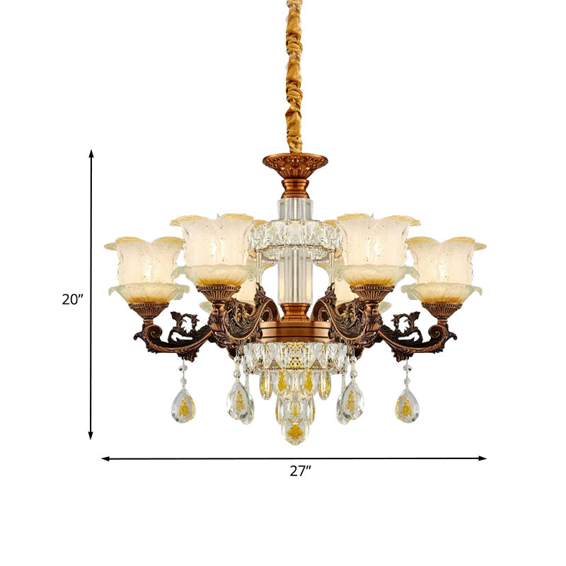 Mid Century Flower Chandelier Lighting Frosted Glass 6 Lights - Rebooters