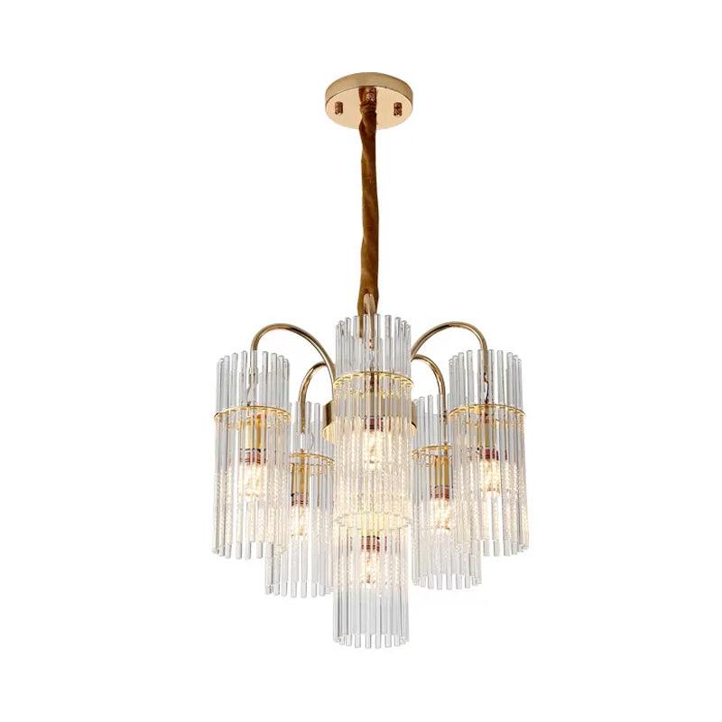 6-Head Bedroom Down Lighting Modernism Gold Finish Chandelier - Rebooters
