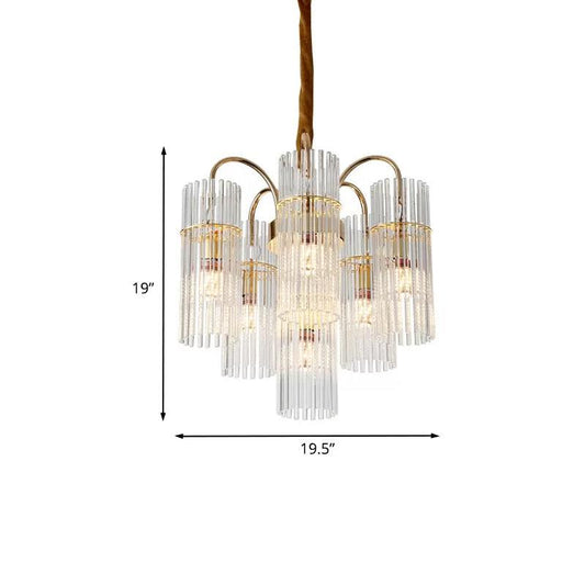 6-Head Bedroom Down Lighting Modernism Gold Finish Chandelier - Rebooters