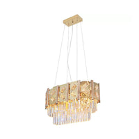 Beveled Crystal Prisms Tiered Hanging Lighting Modern 10 Lights Ceiling Chandelier in Gold - Rebooters