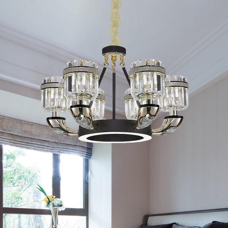 6 Bulbs Living Room Pendant Modernism Black Hoop Chandelier - Rebooters