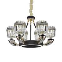 6 Bulbs Living Room Pendant Modernism Black Hoop Chandelier - Rebooters