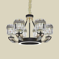 6 Bulbs Living Room Pendant Modernism Black Hoop Chandelier - Rebooters
