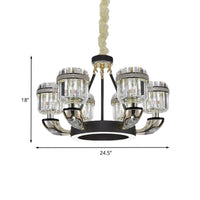 6 Bulbs Living Room Pendant Modernism Black Hoop Chandelier - Rebooters