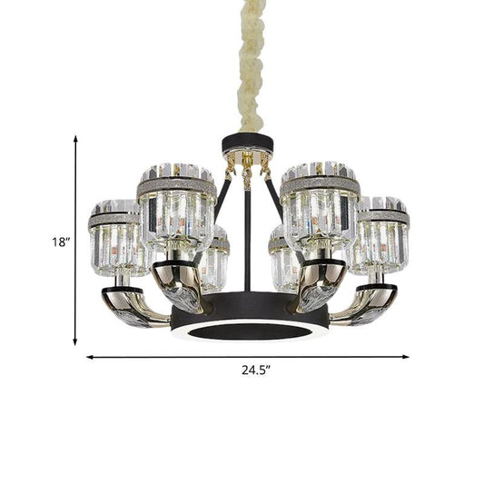 6 Bulbs Living Room Pendant Modernism Black Hoop Chandelier - Rebooters