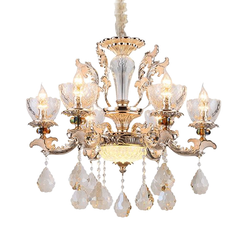 Gold Finish Bowl Shape Pendant Lamp Mid Century 6 Bulbs - Rebooters
