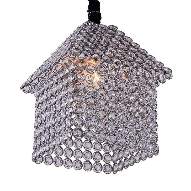 House Shaped Hanging Light Kit Modern Crystal Encrusted Chandelier - Rebooters