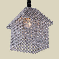 House Shaped Hanging Light Kit Modern Crystal Encrusted Chandelier - Rebooters