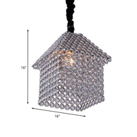 House Shaped Hanging Light Kit Modern Crystal Encrusted Chandelier - Rebooters