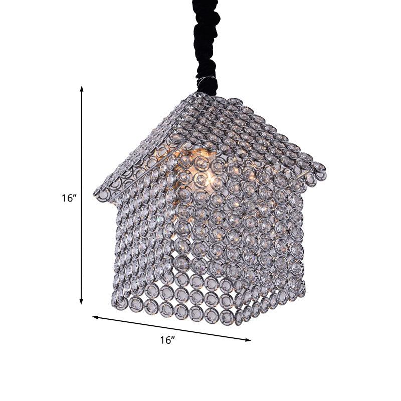 House Shaped Hanging Light Kit Modern Crystal Encrusted Chandelier - Rebooters