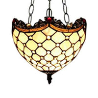 Beige Ceiling Light with Adjustable Chain 2-Light Art Glass - Rebooters