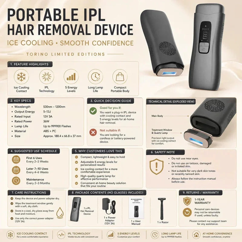 IPL Hair Removal Device for Women Cooling Torino Limited Editions