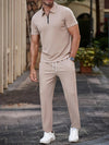 Solid Casual Lapel Half Zip Shirt Men Set for Outdoor Comfort Rebooters mens 2 piece set