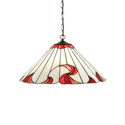 1 Bulb Ceiling Pendant Light Tiffany-Style Cone Red Glass | Rebooters - Rebooters