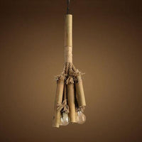 3 Lights Open Bulb Chandelier Light Bamboo Lodge Style Hanging Lamp - Rebooters