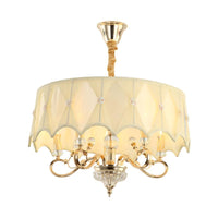 5 Bulbs Smocked Pleated Shade Chandelier Light Beige Gold - Rebooters
