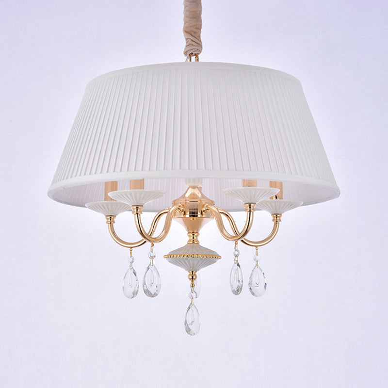 White/Grey Fabric Shade Chandelier Tapered Drum 5-Light Fixture - Rebooters