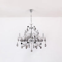 6 Lights Candle-Style Hanging Chandelier Smoke Grey Crystal - Rebooters