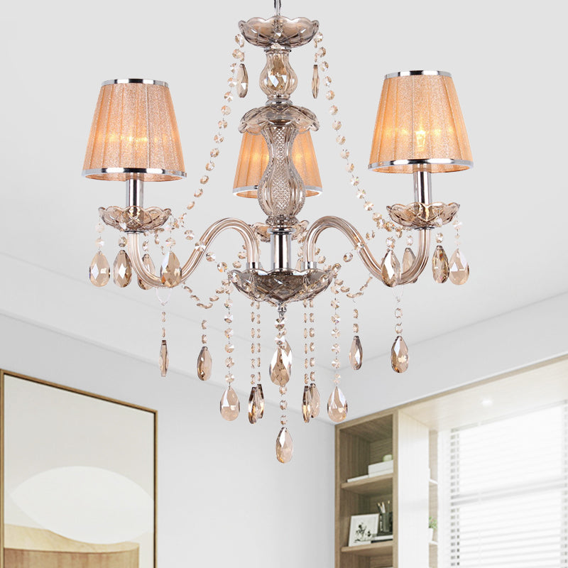 3-Head Ceiling Chandelier Modernism Umber Crystal Light - Rebooters