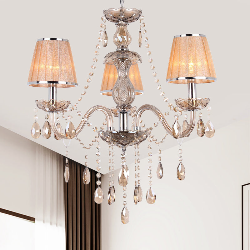 3-Head Ceiling Chandelier Modernism Umber Crystal Light - Rebooters