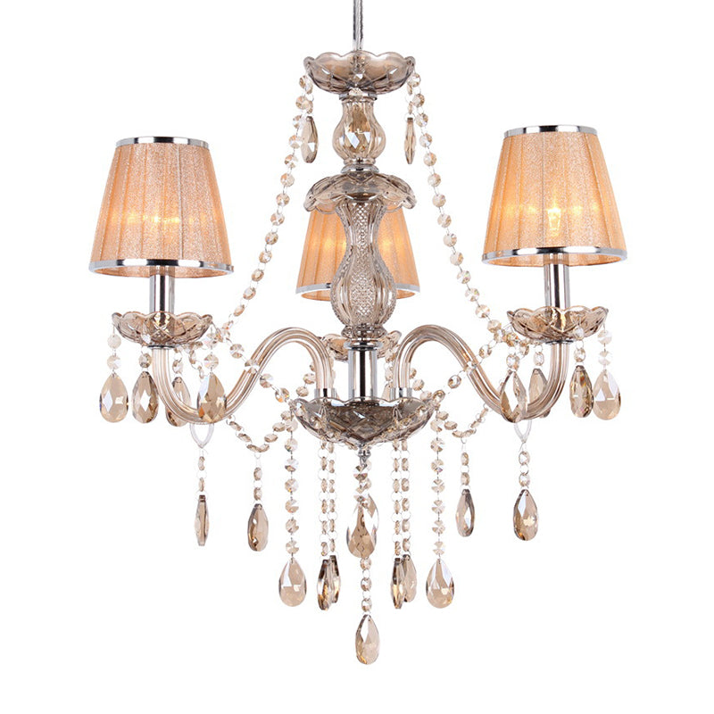 3-Head Ceiling Chandelier Modernism Umber Crystal Light - Rebooters