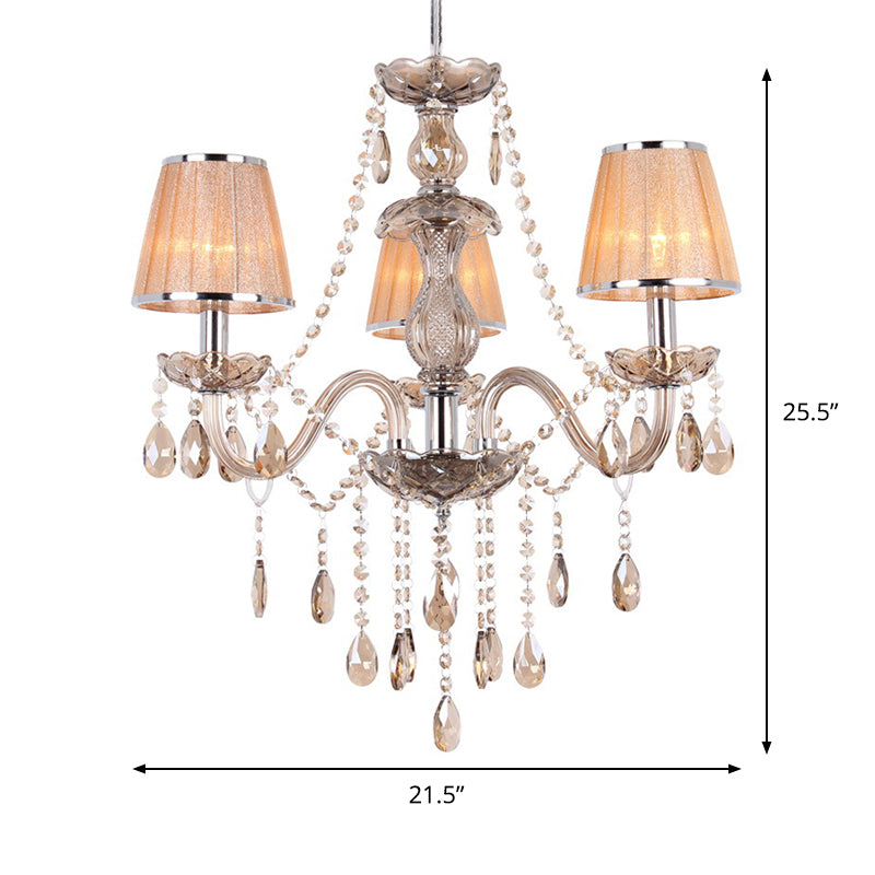 3-Head Ceiling Chandelier Modernism Umber Crystal Light - Rebooters