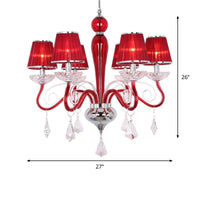 6 Heads Chandelier Light Fixture with Conical Fabric Shade - Rebooters