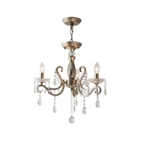 Aged Silver Crystal Suspension Light Candelabra 3-Bulb Chandelier - Rebooters