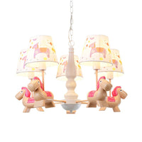 Barrel Hanging Chandelier Cartoon Fabric 5-Head Light Kit - Rebooters