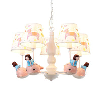 Barrel Hanging Chandelier Cartoon Fabric 5-Head Light Kit - Rebooters