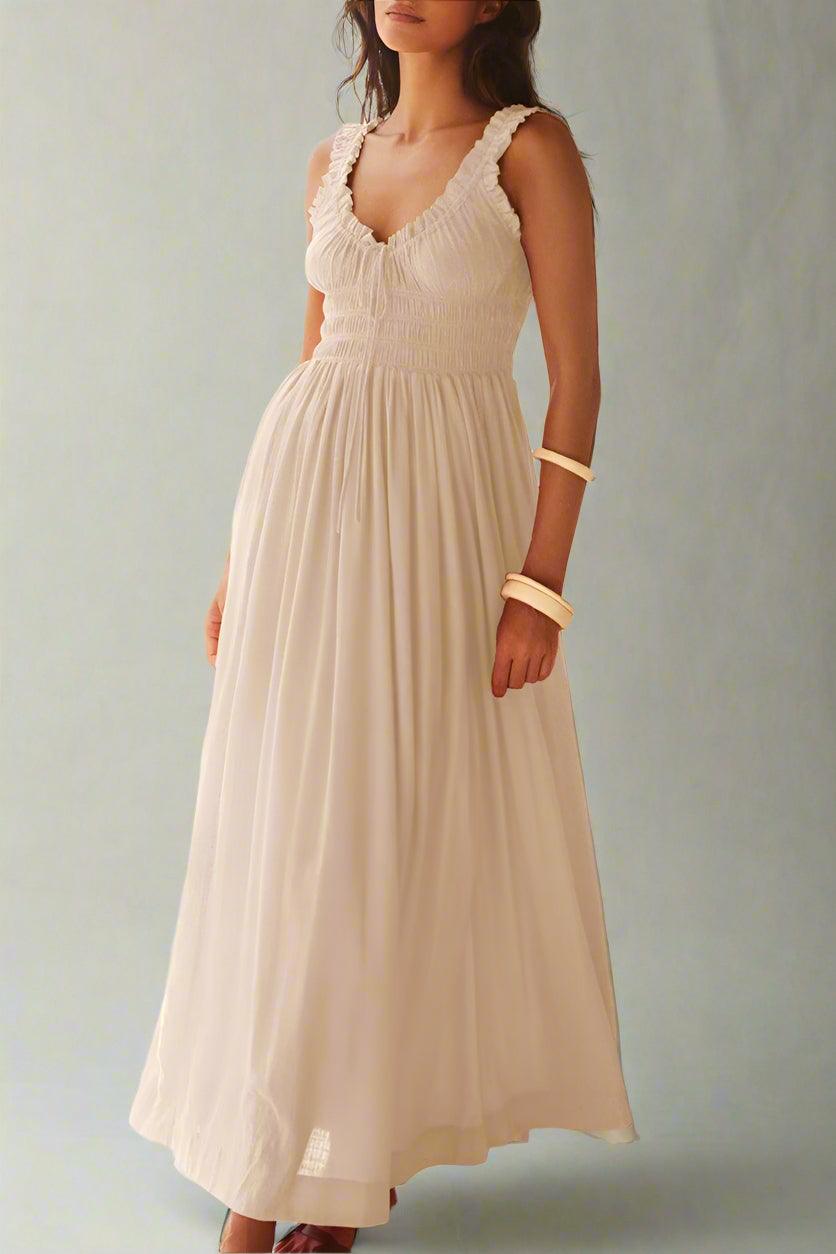 Matilda Sleeveless Maxi Dress with Flattering Ruched Detailing - Rebooters -Women's Dresses