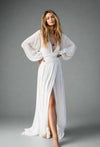 Harper Flowing Chiffon Maxi Dress with Side Slit and Elegant Draping for Elegant Occasions Rebooters Maxi Women's Dresses