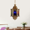 Lantern Restaurant Chandelier Arabian Metal 3 Bulbs Brass Fixture - Rebooters