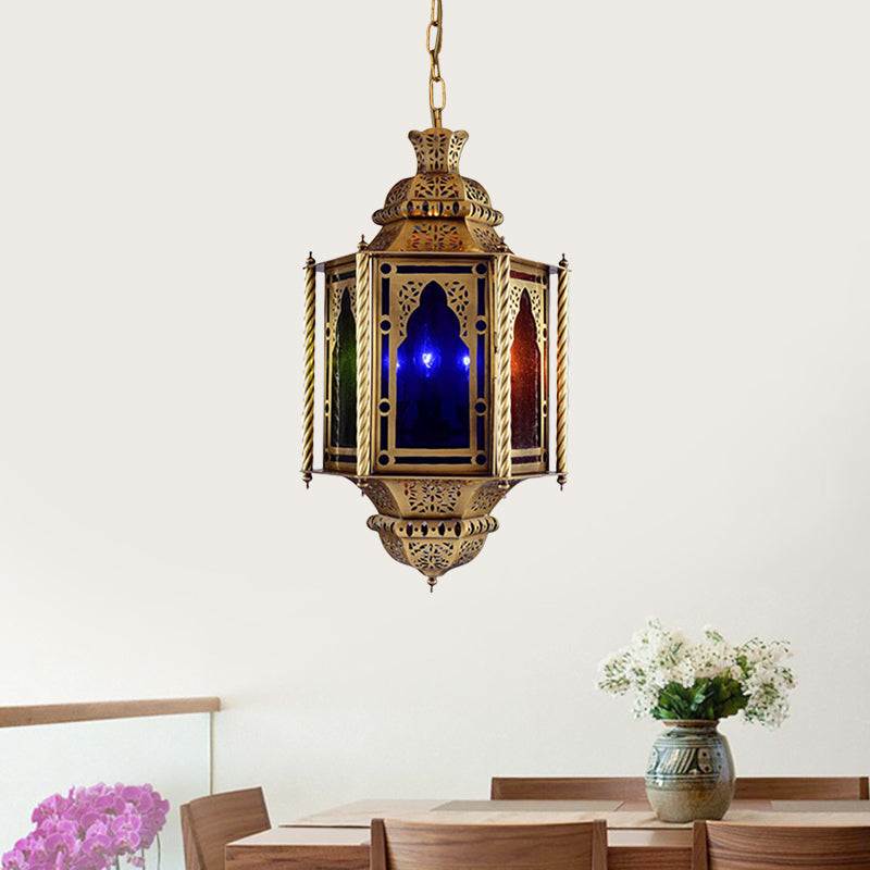 Lantern Restaurant Chandelier Arabian Metal 3 Bulbs Brass Fixture - Rebooters