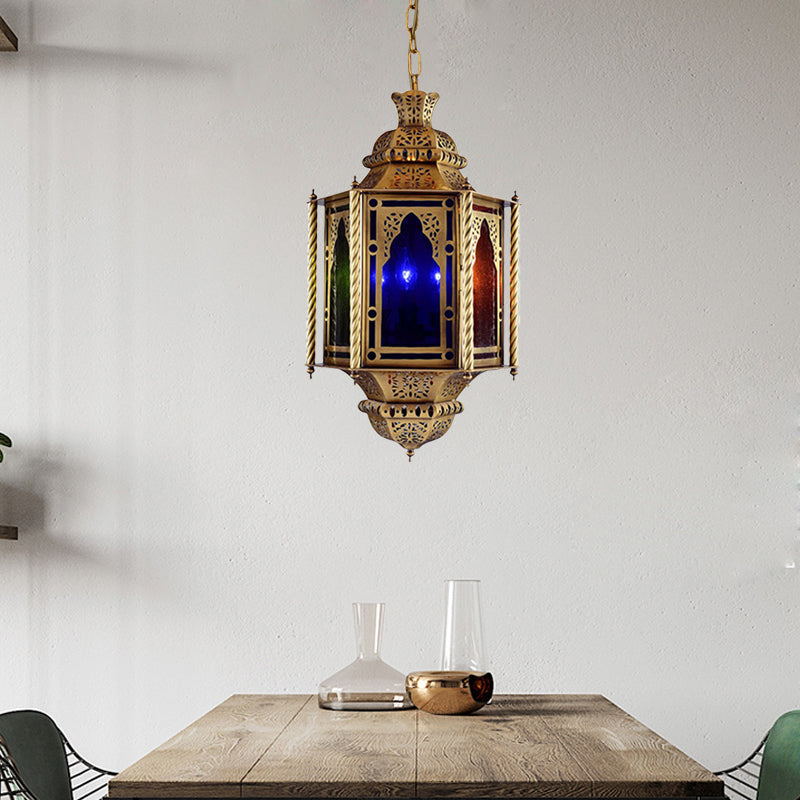 Lantern Restaurant Chandelier Arabian Metal 3 Bulbs Brass Fixture - Rebooters