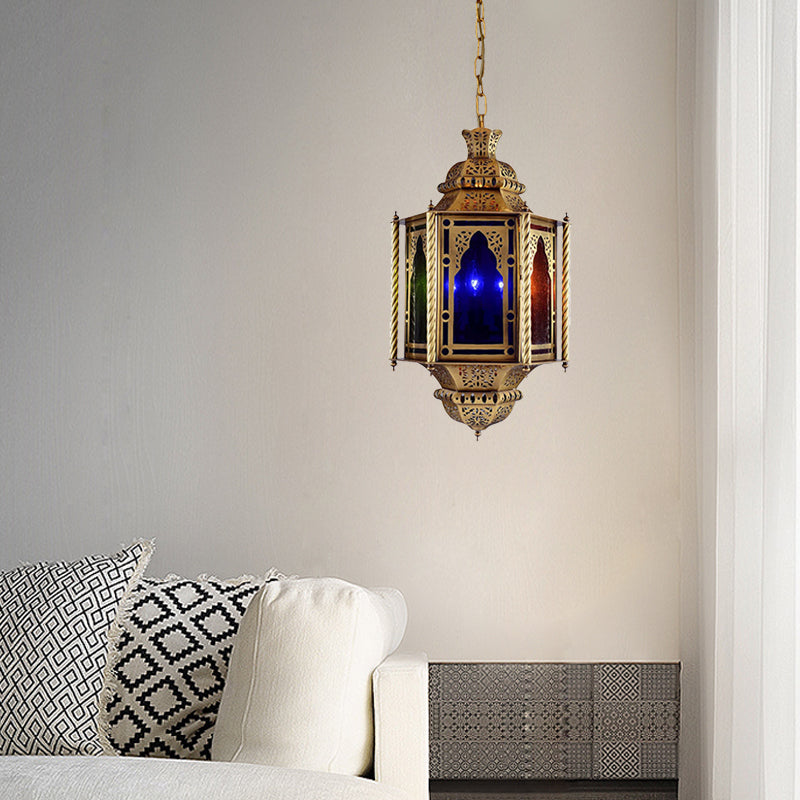 Lantern Restaurant Chandelier Arabian Metal 3 Bulbs Brass Fixture - Rebooters
