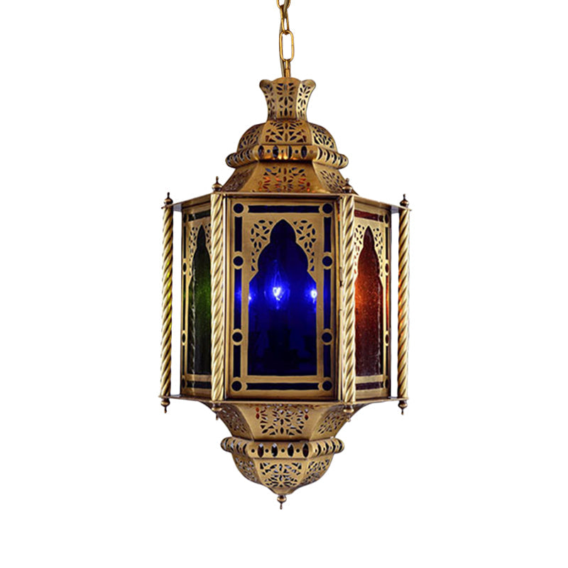 Lantern Restaurant Chandelier Arabian Metal 3 Bulbs Brass Fixture - Rebooters
