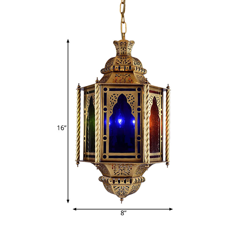 Lantern Restaurant Chandelier Arabian Metal 3 Bulbs Brass Fixture - Rebooters