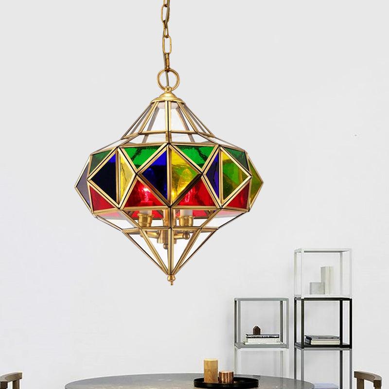 Antique Prism Pendant Chandelier 3-Head Colorful Glass Light - Rebooters